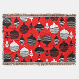 Red And Black Retro Christmas Decorative Ball Throw Blanket