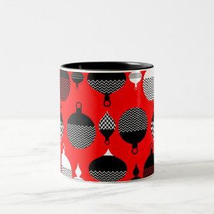 Red And Black Retro Christmas Decorative Ball Two-Tone Coffee Mug