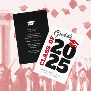 Red and Black Retro Graduation Announcement