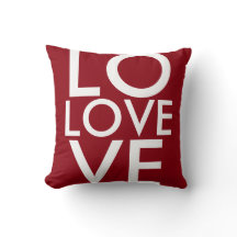 Red and Black Reversible LOVE Throw Pillow