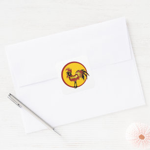 Red And Black Rooster Square Sticker