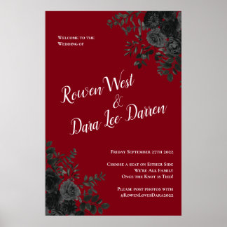 Red And Black Rose Gothic Elegant Wedding Poster