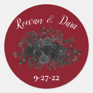 Red and Black Rose Gothic Favour Sticker Labels