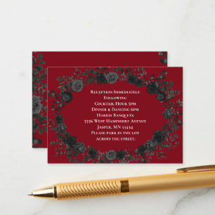 Red and Black Rose Gothic Wedding Enclosure Card