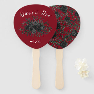 Red and Black Rose Gothic Wedding Fans