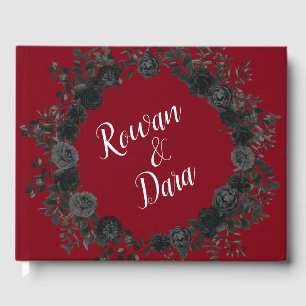 Red and Black Rose Gothic Wedding Guest Book