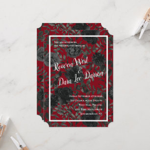 Red and Black Rose Gothic Wedding Invitations