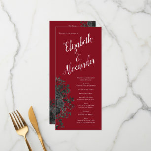 Red and Black Rose Gothic Wedding Programs Menu