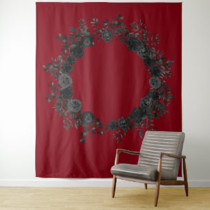 Red and Black Rose Wedding  Tapestry