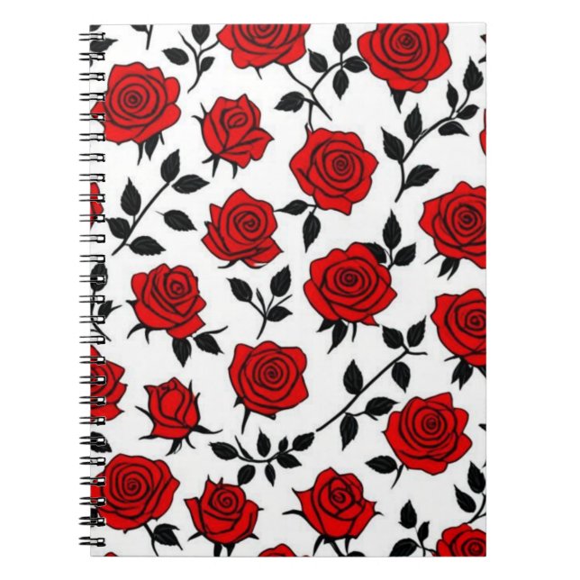 Red and Black Roses Spiral Notebook (Front)