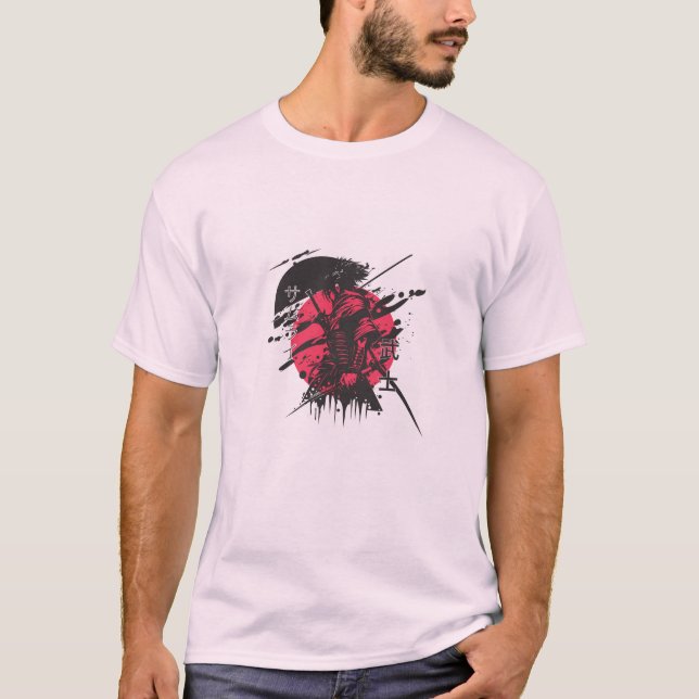 Red and black samurai Men's T-shirt (Front)