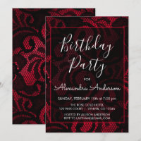 Red and Black Satin Lace Any Age Birthday Party
