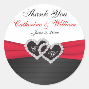 Red and Black Satin Pleats 1.5" Round Sticker