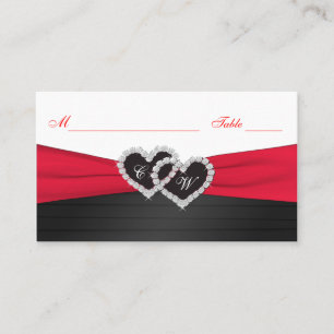 Red and Black Satin Pleats Hearts Placecards