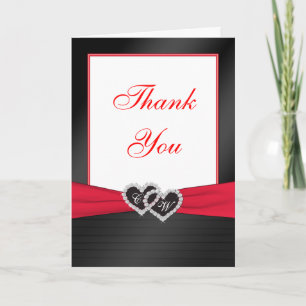 Red and Black Satin Pleats Thank You Card