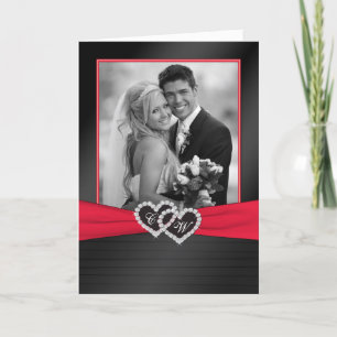 Red and Black Satin Pleats Thank You Card
