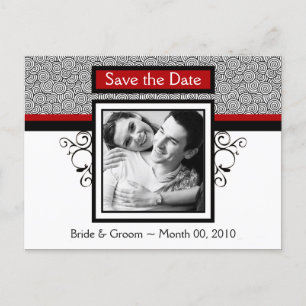 Red and Black Save the Date Photo Postcards