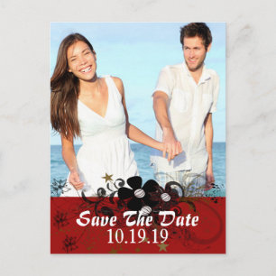 Red and Black Save the Date with YOUR Photo Announcement Postcard