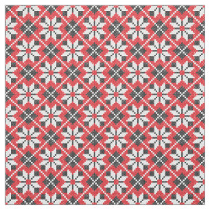 Red and black seamless cross-stitch pattern fabric