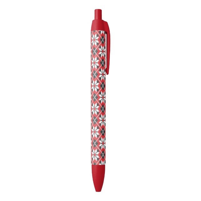 Red and black seamless cross-stitch pattern ink pen (Bottom (Vertical))