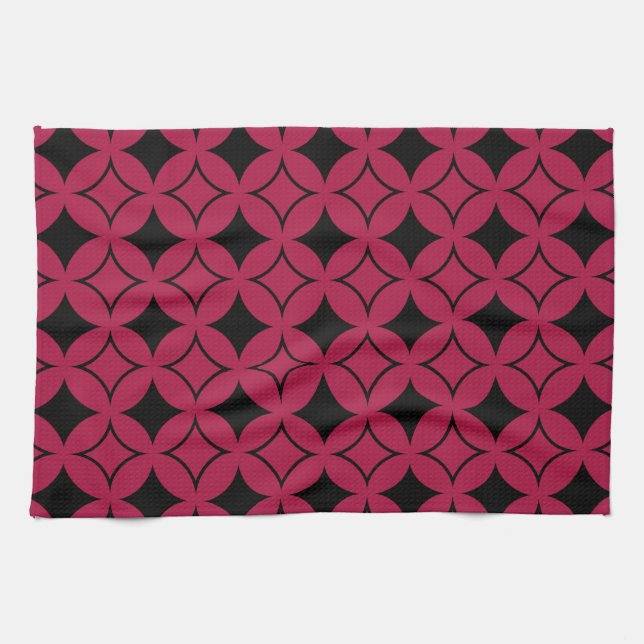 Red and black shippo tea towel (Horizontal)