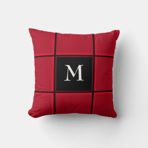 Red and Black Single Initial Christmas Cushion