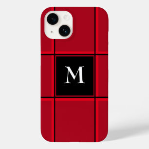 Red and Black Single Initial Festive Christmas Case-Mate iPhone 14 Case