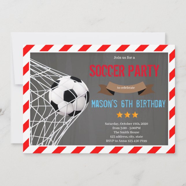 Red and black soccer theme Invitation (Front)