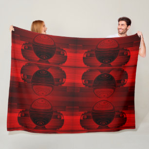 Red and Black Spheres Abstract Geometric Art Blank Fleece Blanket
