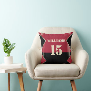 Red and Black Sport inspired Throw Pillow