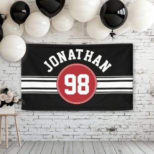 Red and Black Sports Jersey Personalised Banner