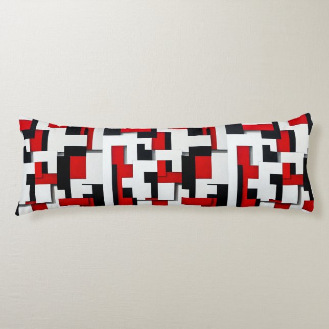 Red and black square pattern body cushion (Front)