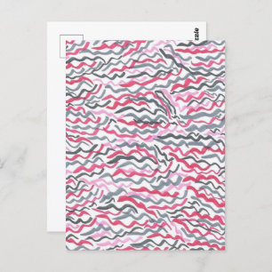 Red and Black Squiggles Pattern Postcard