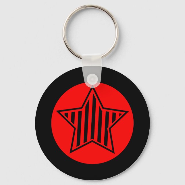 Red and Black Star Keychain (Front)