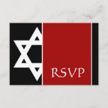 Red and Black Star of David Bar Mitzvah RSVP<br><div class="desc">Modern red and black Star of David Bar Mitzvah RSVP response card.</div>