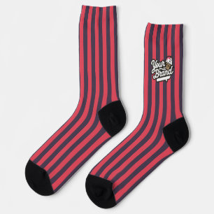 Red and Black striped company logo promotional Socks