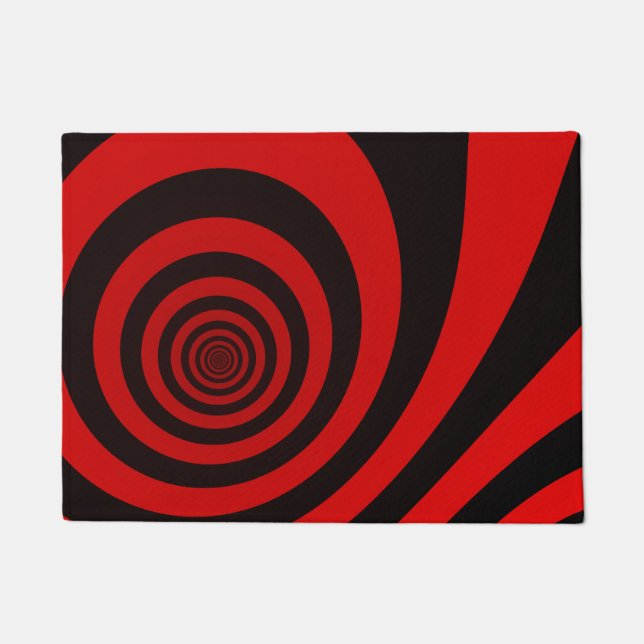 Red and Black Striped Loop Pattern Doormat (Front)