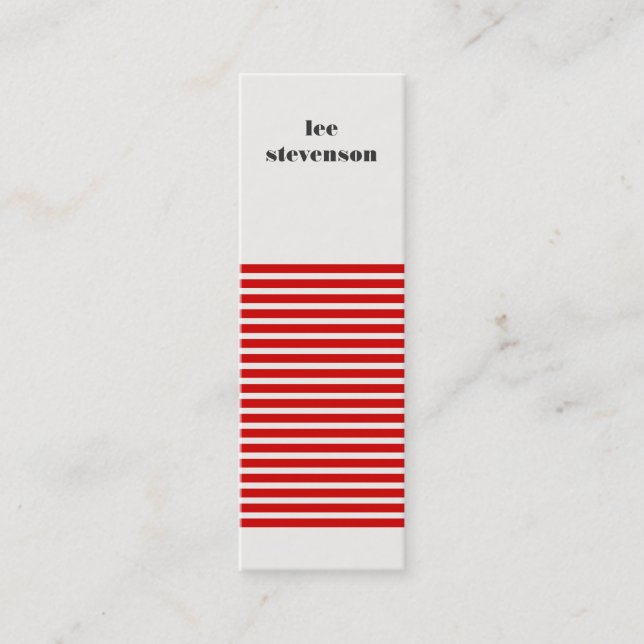 Red and Black Striped Mini Business Card (Front)