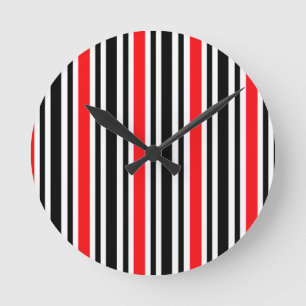 Red and Black Striped Round Clock