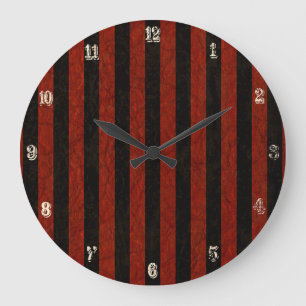 Red And Black Stripes Large Clock