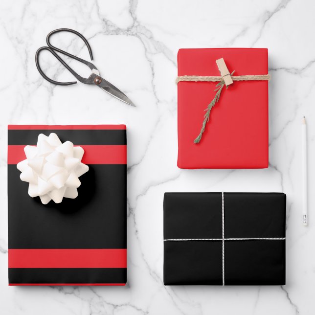Red and Black Stylish Wrapping Paper Sheet (Front)