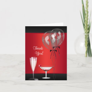 Red and Black Surprise Party Thank You Cards