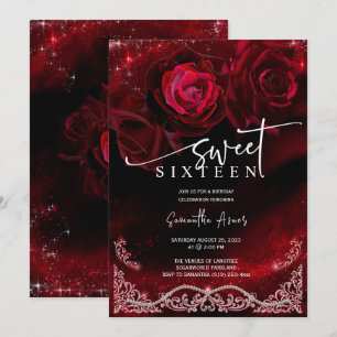 Red and Black Sweet SIXTEEN Birthday Template