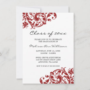 Red and Black Swirl Graduation Announcement