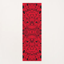 Red and Black Swirled Yoga Mat by Joya Eve