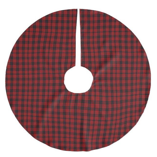 Red and Black Tartan  Brushed Polyester Tree Skirt (Front)
