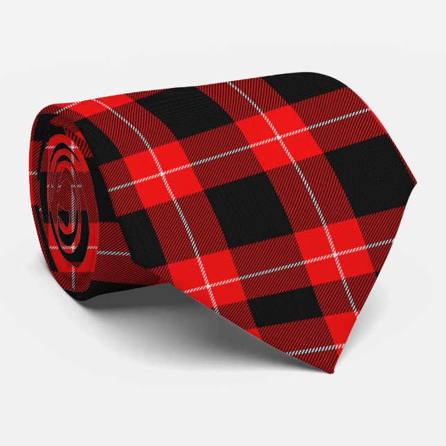 Red and black tartan pattern tie (Rolled)