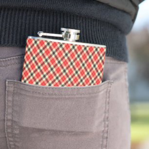 Red and Black Tartan Plaid Hip Flask