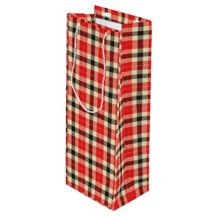 Red and Black Tartan Plaid Wine Gift Bag