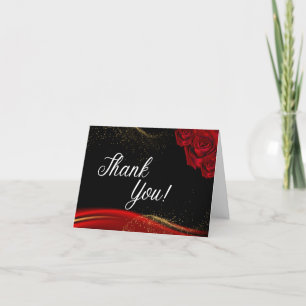 Red and Black Thank You Cards